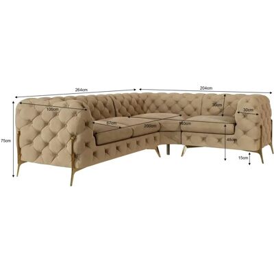 S-Style Möbel - Emily Chesterfield - Beige - Gold Füße - Sofa S-Style Möbel - Emily Chesterfield - Beige - Gold Füße - Sofa