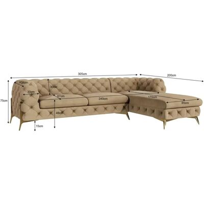S-Style Möbel - Emily - Beige - Chesterfield - Sofa S-Style Möbel - Emily - Beige - Chesterfield - Sofa