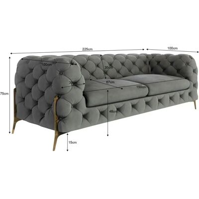 S-Style Möbel - Emily Chesterfield - Grau - Sofa S-Style Möbel - Emily Chesterfield - Grau - Sofa