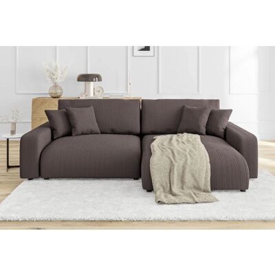 S-Style Möbel - Ecksofa Cord Dunkelbraun - Sofa bed S-Style Möbel - Ecksofa Cord Dunkelbraun - Sofa bed