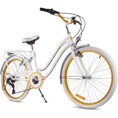 Vélo de ville Heart Bike 24 pouces - Shimano 7 vitesses, Blanc-Or - Publicité Vélo de ville Heart Bike 24 pouces - Shimano 7 vitesses, Blanc-Or - Publicité