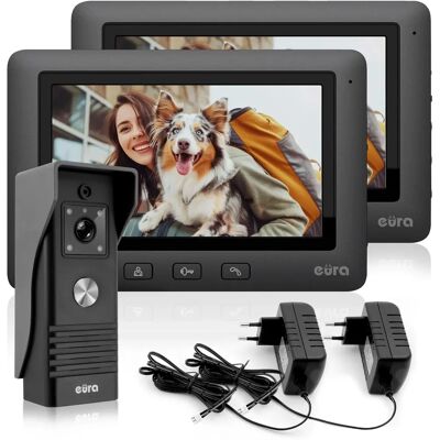 Eura VDP-45A3 Bianco Videocitofono - 2x7" Schermi a Colori - IP44 - Citofono Video Eura VDP-45A3 Bianco Videocitofono - 2x7" Schermi a Colori - IP44 - Citofono Video