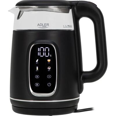 Kettle Elettrico Adler AD 1305BS - 1,7L, Nero, Trasparente, Argento Kettle Elettrico Adler AD 1305BS - 1,7L, Nero, Trasparente, Argento