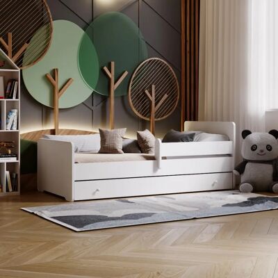Lit pour enfants KOBI blanc avec matelas - Lit enfant - Publicité Lit pour enfants KOBI blanc avec matelas - Lit enfant - Publicité