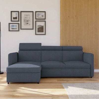 Canapé d'angle 3 places avec fonction de couchage et coffre - Publicité Canapé d'angle 3 places avec fonction de couchage et coffre - Publicité