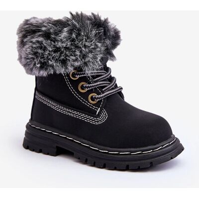 Cizme de iarnă Kesi - Unisex, Negru, Model cu șiret și fermoar Cizme de iarnă Kesi - Unisex, Negru, Model cu șiret și fermoar