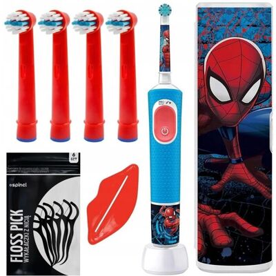 Szczoteczka elektryczna Spiderman Oral-B - Dla dzieci, Etui, 4 końcówki Szczoteczka elektryczna Spiderman Oral-B - Dla dzieci, Etui, 4 końcówki