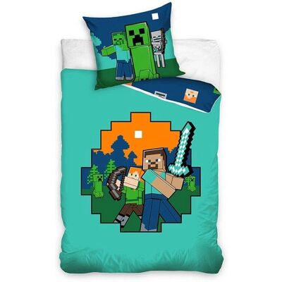 Zestaw pościeli Minecraft Oficjalny - Niebiesko-Zielony - Rozmiar UE Zestaw pościeli Minecraft Oficjalny - Niebiesko-Zielony - Rozmiar UE