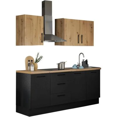 Balculina Turin Küchenzeile - Schwarz, Artisan Eiche, Holzoptik Balculina Turin Küchenzeile - Schwarz, Artisan Eiche, Holzoptik