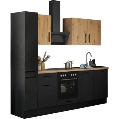 BALCULINA Turin Küchenzeile - schwarz, Eiche, 240cm BALCULINA Turin Küchenzeile - schwarz, Eiche, 240cm
