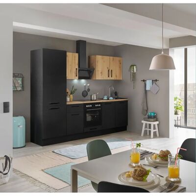 Balculina Turin Küchenmodul - schwarz matt woodprint Balculina Turin Küchenmodul - schwarz matt woodprint