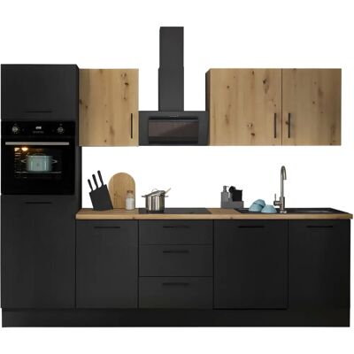 Balculina Turin Küchenzeile - Schwarz Matt Woodprint - Komplettküchen-Set mit E-Geräten Balculina Turin Küchenzeile - Schwarz Matt Woodprint - Komplettküchen-Set mit E-Geräten