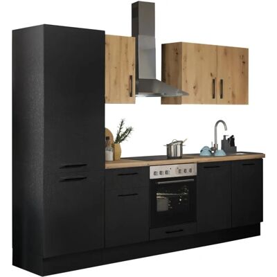 BALCULINA Turin Küchenzeile - Schwarz Matt Holzoptik - 270cm BALCULINA Turin Küchenzeile - Schwarz Matt Holzoptik - 270cm