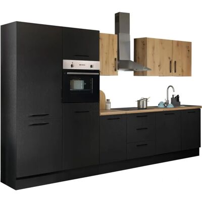 BALCULINA Turin Küchenzeile - Schwarz Matt Holzoptik, Modern, Komplett BALCULINA Turin Küchenzeile - Schwarz Matt Holzoptik, Modern, Komplett