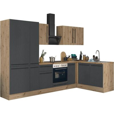 Kochstation Florida - Eckküche - 300x165 cm - schwarz Kochstation Florida - Eckküche - 300x165 cm - schwarz