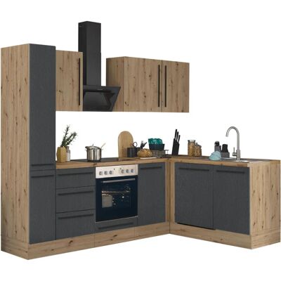 Kochstation Florida - Eckküche 250x165cm, schwarz Kochstation Florida - Eckküche 250x165cm, schwarz