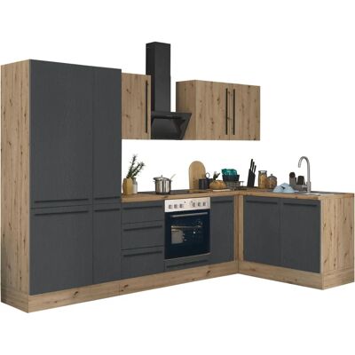 Kochstation Florida Eckküche - 300x165 cm, schwarz Kochstation Florida Eckküche - 300x165 cm, schwarz