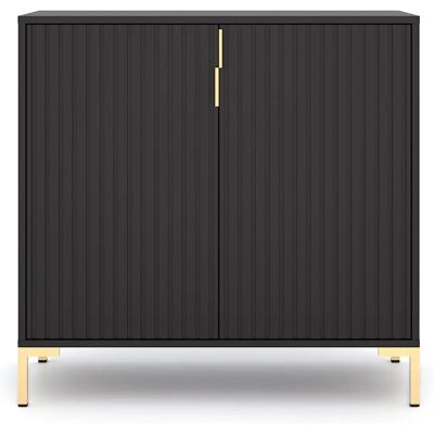 FLINA Buffet - schwarz und gold - 2 Türen, 88,2x40x85,8 cm FLINA Buffet - schwarz und gold - 2 Türen, 88,2x40x85,8 cm