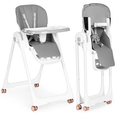 ECOTOYS Verstelbare hoge kinderstoel - Grijs - Dubbellaags dienblad ECOTOYS Verstelbare hoge kinderstoel - Grijs - Dubbellaags dienblad