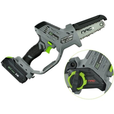 NAC CB20-12-B20-S Tronçonneuse sans fil - Guide 12cm - Batterie 2Ah - Vitesse chaîne 5,6m/s - Publicité NAC CB20-12-B20-S Tronçonneuse sans fil - Guide 12cm - Batterie 2Ah - Vitesse chaîne 5,6m/s - Publicité
