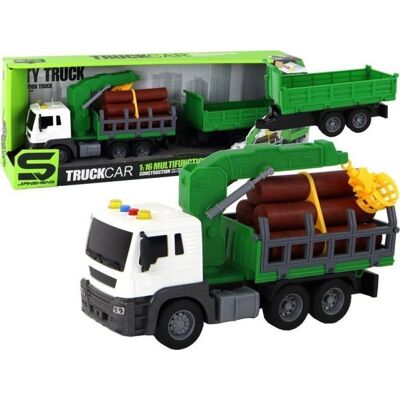 Lean Toys Lastwagen mit Kran und Anhänger - Spielzeugtruck mit realistischen Geräuschen Lean Toys Lastwagen mit Kran und Anhänger - Spielzeugtruck mit realistischen Geräuschen