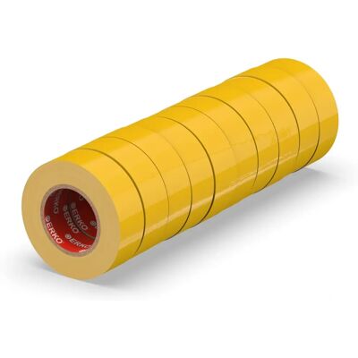 Ruban isolant électrique jaune ERKO - 15 mm x 10 m - Ruban isolant électrique Ruban isolant électrique jaune ERKO - 15 mm x 10 m - Ruban isolant électrique