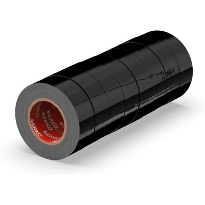 ERKO Svart elektrisk isoleringstejp - 19mm x 20m - 6kV - Professionell ERKO Svart elektrisk isoleringstejp - 19mm x 20m - 6kV - Professionell