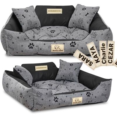 KINGDOG - Black Bones - 75x65 cm - Spersonalizowany - Dog Bed KINGDOG - Black Bones - 75x65 cm - Spersonalizowany - Dog Bed