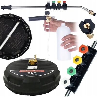 Rosfix T-Racer 15" - szybkozłączka 1/4" - pistola pianowa - zestaw szczotek do myjki ciśnieniowej Rosfix T-Racer 15" - szybkozłączka 1/4" - pistola pianowa - zestaw szczotek do myjki ciśnieniowej