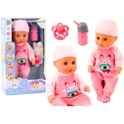 Leantoys Baby Puppe Pink Pyjamas Hasenmotiv - Baby Puppe Leantoys Baby Puppe Pink Pyjamas Hasenmotiv - Baby Puppe