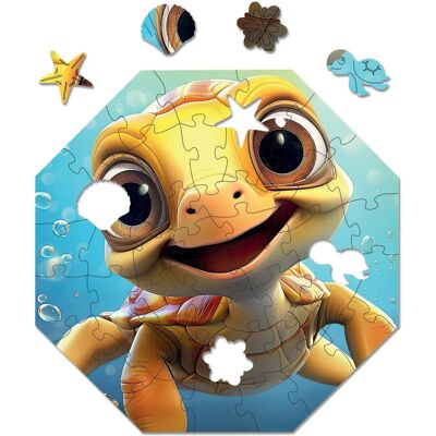 Puzzle z drewna Miliwood – Theo Turtle – 46 sztuk Puzzle z drewna Miliwood – Theo Turtle – 46 sztuk