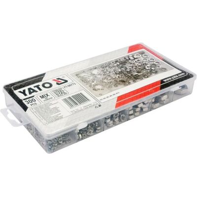 Yato Yt-06773 Rostfria stålmuttrar - 300 st, M3-M10 Yato Yt-06773 Rostfria stålmuttrar - 300 st, M3-M10