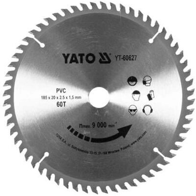 YATO YT-60627 Kreissägeblatt - PVC, 185mm, 60Z, 9000 U/min YATO YT-60627 Kreissägeblatt - PVC, 185mm, 60Z, 9000 U/min