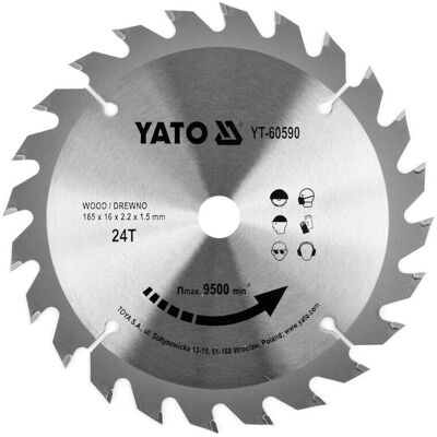 Yato YT-60590 Wolframkarbid Kreissägeblatt - Holz & Kunststoff Yato YT-60590 Wolframkarbid Kreissägeblatt - Holz & Kunststoff