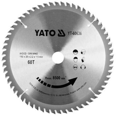 YATO YT-60636 Kreissägeblatt - Holz, Kunststoff, 19cm YATO YT-60636 Kreissägeblatt - Holz, Kunststoff, 19cm