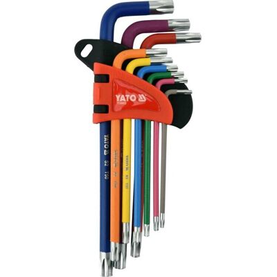 Yato YT-05633 Ensemble de Clés Torx - Professionnel, Codé par Couleurs, 9 pièces - Publicité Yato YT-05633 Ensemble de Clés Torx - Professionnel, Codé par Couleurs, 9 pièces - Publicité