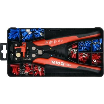 Yato YT-23133 Kaapelitehtaan setti - Kaapelin kuorija, leikkuri, puristimen Yato YT-23133 Kaapelitehtaan setti - Kaapelin kuorija, leikkuri, puristimen