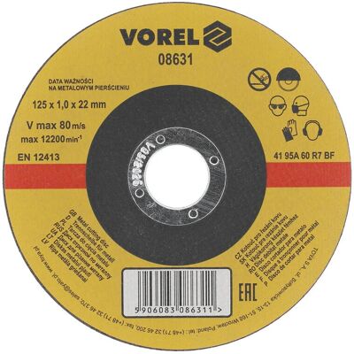 Vorel Winkelschleifer Zubehör - 125mm Trennscheibe - 12200 U/min Vorel Winkelschleifer Zubehör - 125mm Trennscheibe - 12200 U/min