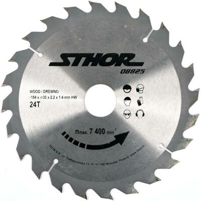 Sthor 08825 Kreissägeblatt - 24 Zähne - Ø184mm - Holz/Kunststoff - Kreissägeblatt Sthor 08825 Kreissägeblatt - 24 Zähne - Ø184mm - Holz/Kunststoff - Kreissägeblatt