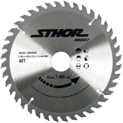 Sthor 08827 Kreissägeblatt - 40 Zähne - 184mm - Holz/Kunststoff - 30mm bohrung Sthor 08827 Kreissägeblatt - 40 Zähne - 184mm - Holz/Kunststoff - 30mm bohrung