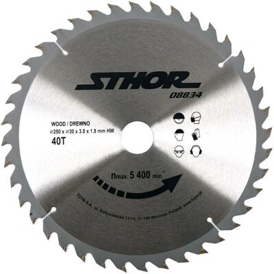 Sthor 08834 Kreissägeblatt - 40T - 250mm - Holz & Kunststoff Sthor 08834 Kreissägeblatt - 40T - 250mm - Holz & Kunststoff