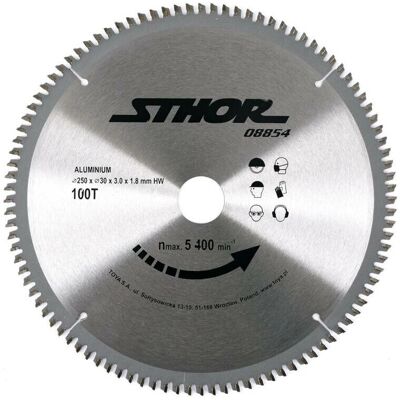 Sthor 08854 Kreissägeblatt - Ø250mm - 100 Zähne - Für Aluminium Sthor 08854 Kreissägeblatt - Ø250mm - 100 Zähne - Für Aluminium
