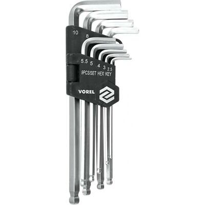 Vorel Inbussleutel Set - 2,5-10 mm, Halfrond hoofd, CrV staal Vorel Inbussleutel Set - 2,5-10 mm, Halfrond hoofd, CrV staal