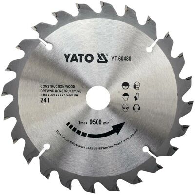 Yato YT-60480 Cirkelsågblad - 160mm - 24T - för trä och plast Yato YT-60480 Cirkelsågblad - 160mm - 24T - för trä och plast