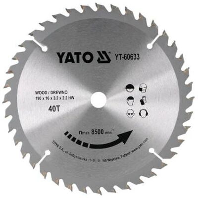 Yato YT-60633 Κύρια λεπίδα δισκοπρίονου από κράμα καρβιδίου - Ξύλο & Πλαστικό Yato YT-60633 Κύρια λεπίδα δισκοπρίονου από κράμα καρβιδίου - Ξύλο & Πλαστικό