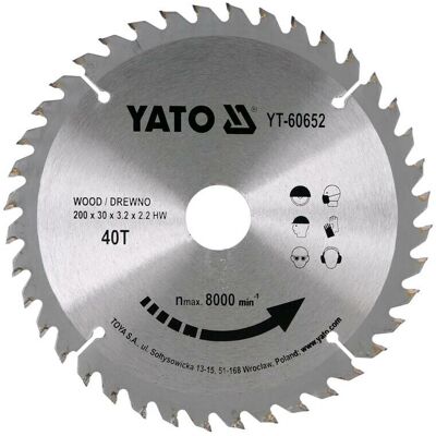 Yato YT-60652 Kreissägeblatt - 40Z - Ø200mm Yato YT-60652 Kreissägeblatt - 40Z - Ø200mm