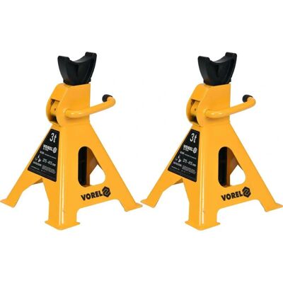 VOREL 80308 autokrik/stand - Draagt tot 3 ton, Verstelbare hoogte 280-420mm, Set van 2, Metaal VOREL 80308 autokrik/stand - Draagt tot 3 ton, Verstelbare hoogte 280-420mm, Set van 2, Metaal