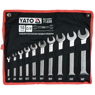 Yato YT-0380 Juego de llaves planas satinadas abiertas - Juego de llaves abiertas Yato YT-0380 Juego de llaves planas satinadas abiertas - Juego de llaves abiertas