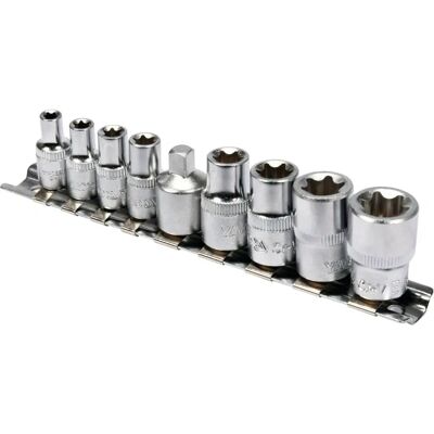 Yato YT-0520 Kit de douilles - Acier chrome-vanadium, 9 pièces, E5-E16, 1/4" & 3/8" - Publicité Yato YT-0520 Kit de douilles - Acier chrome-vanadium, 9 pièces, E5-E16, 1/4" & 3/8" - Publicité