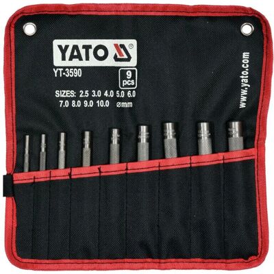 YATO YT-3590 Poncové/šroubovací sada - 9 kusů, 2,5-10 mm, Kůže, Ocel YATO YT-3590 Poncové/šroubovací sada - 9 kusů, 2,5-10 mm, Kůže, Ocel